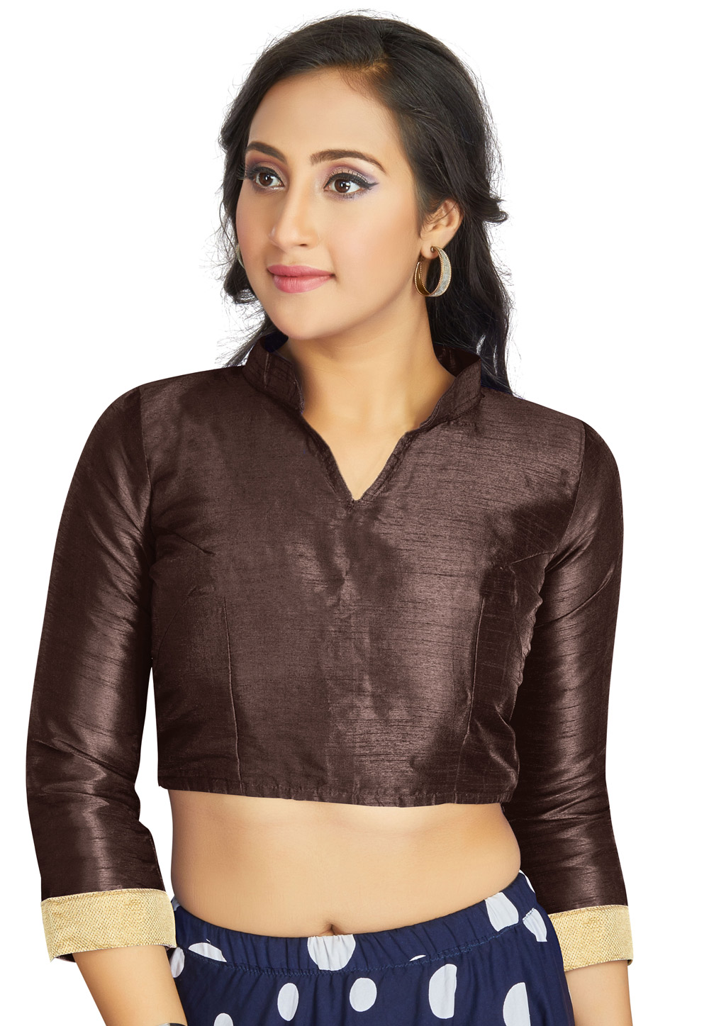 Brown Art Silk Readymade Blouse 319628