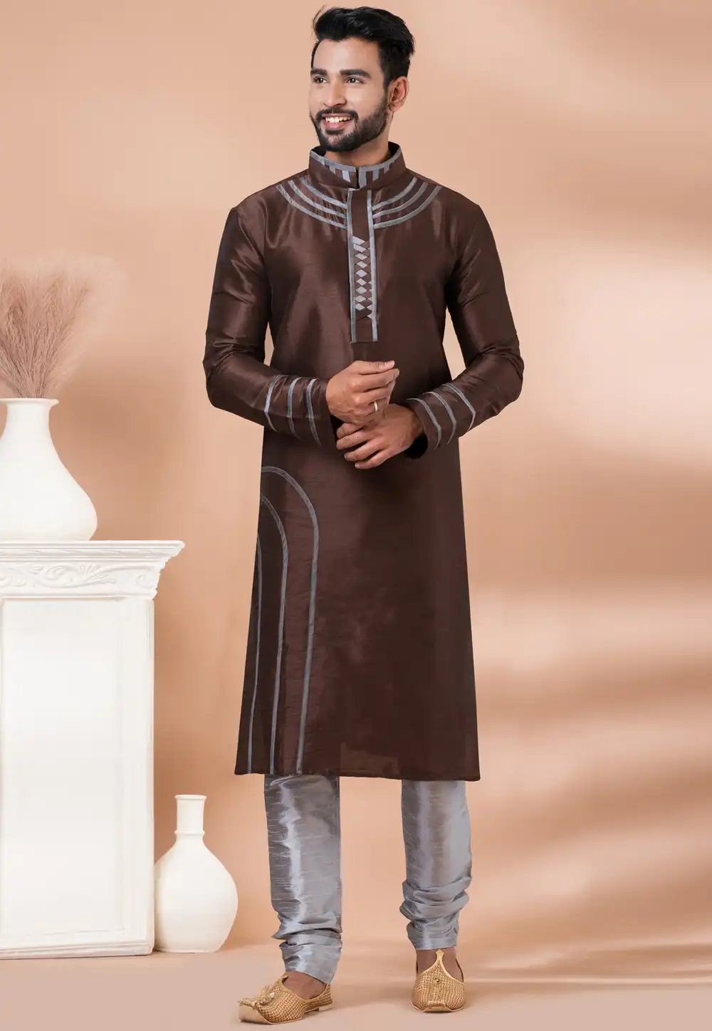 Brown Banarasi Kurta Pajama 282589