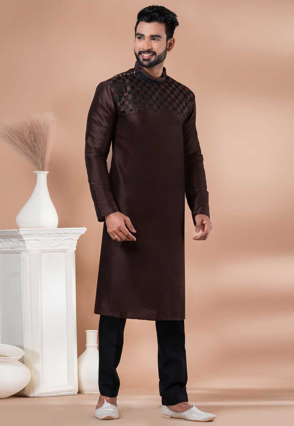 Brown Banarasi Kurta Pajama 282593