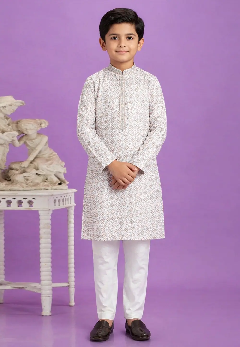Brown Cotton Boys Kurta Pajama 335756