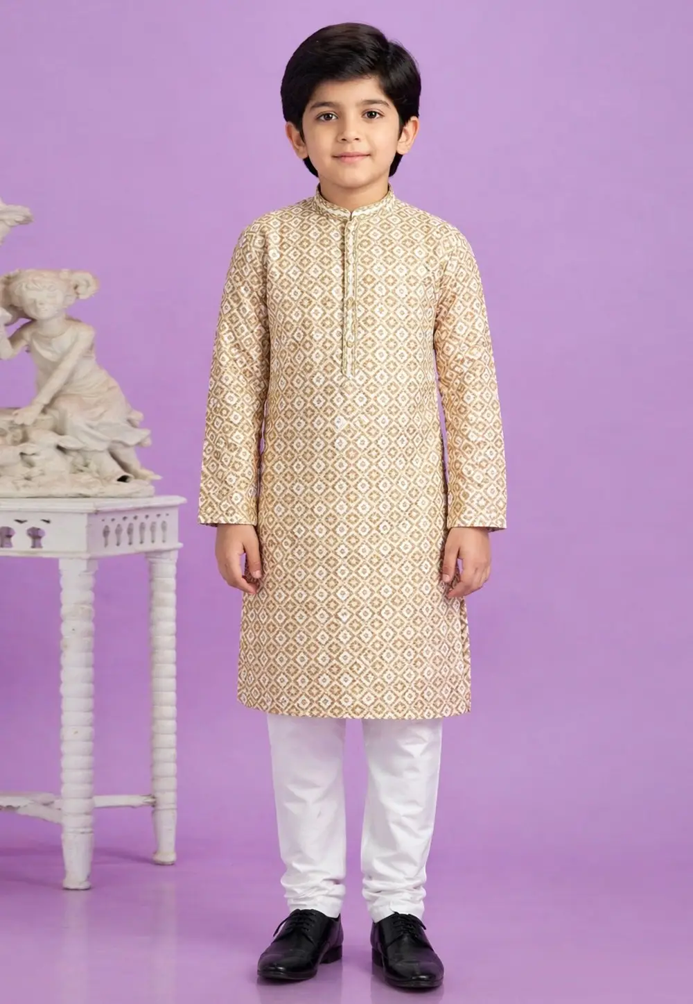 Brown Cotton Boys Kurta Pajama 335760