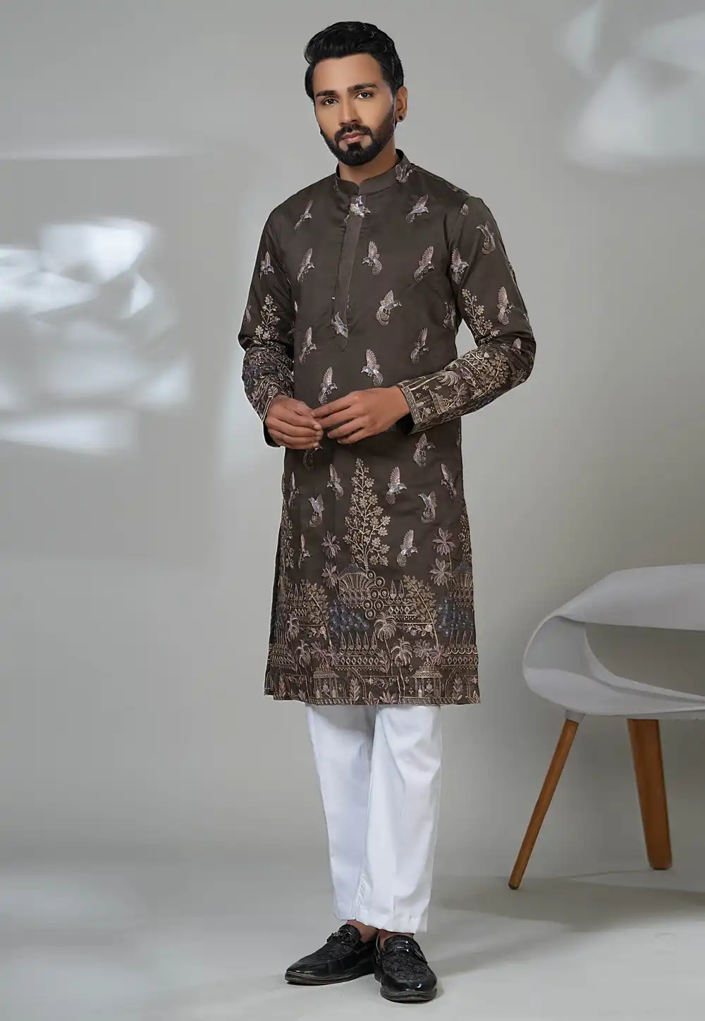 Brown Cotton Kurta Pajama 315522