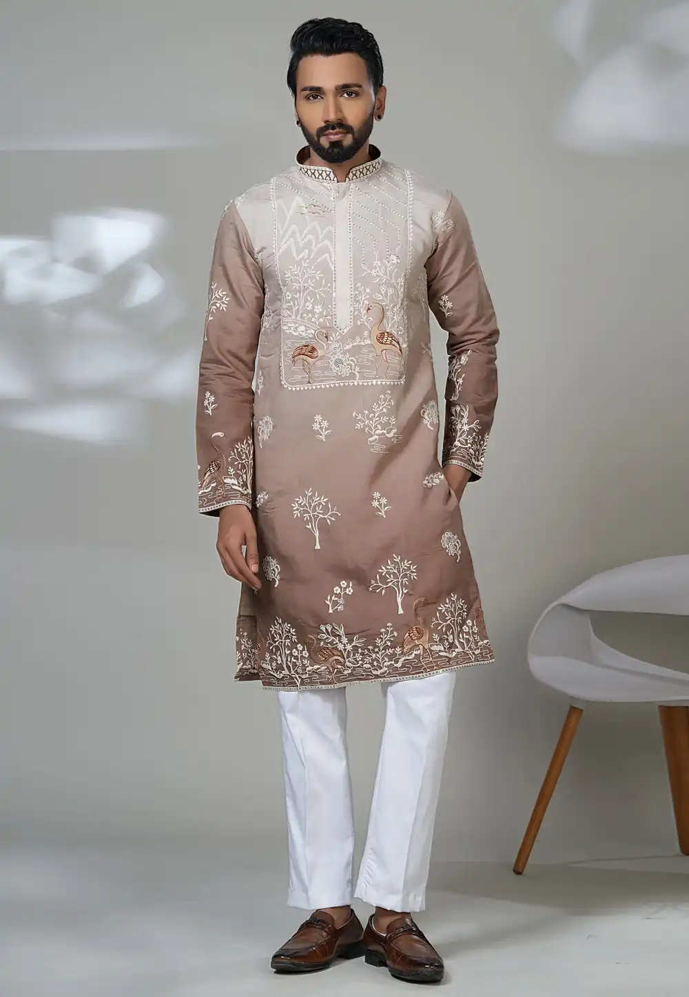Brown Cotton Kurta Pajama 315536