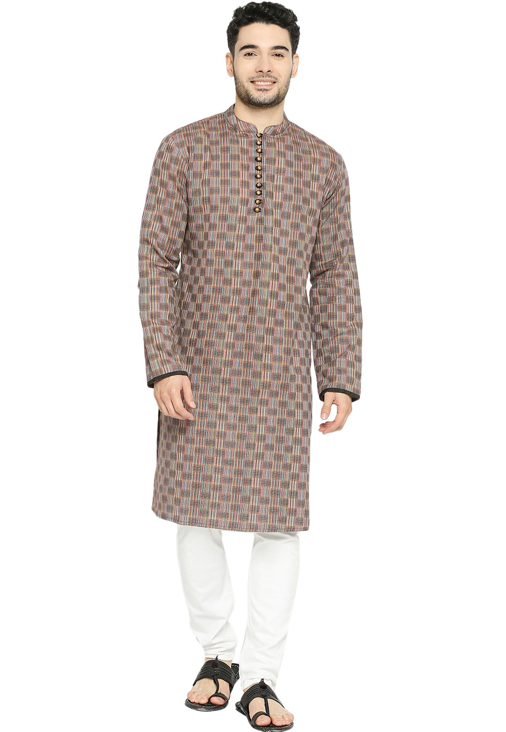 Brown Cotton Kurta Pajama 284153