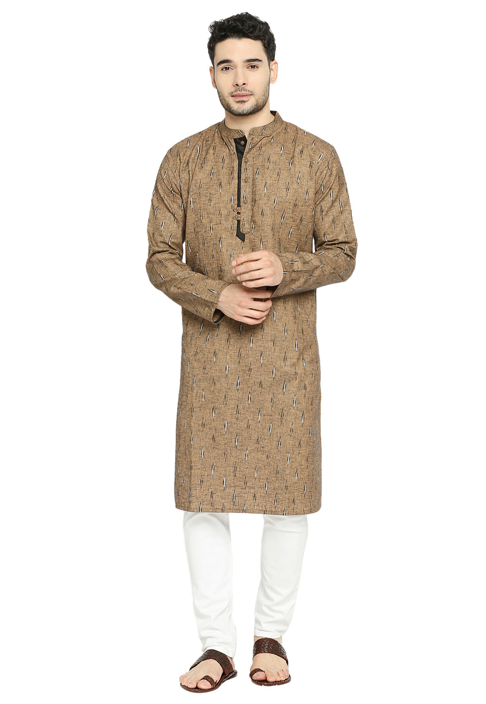 Brown Cotton Kurta Pajama 284154