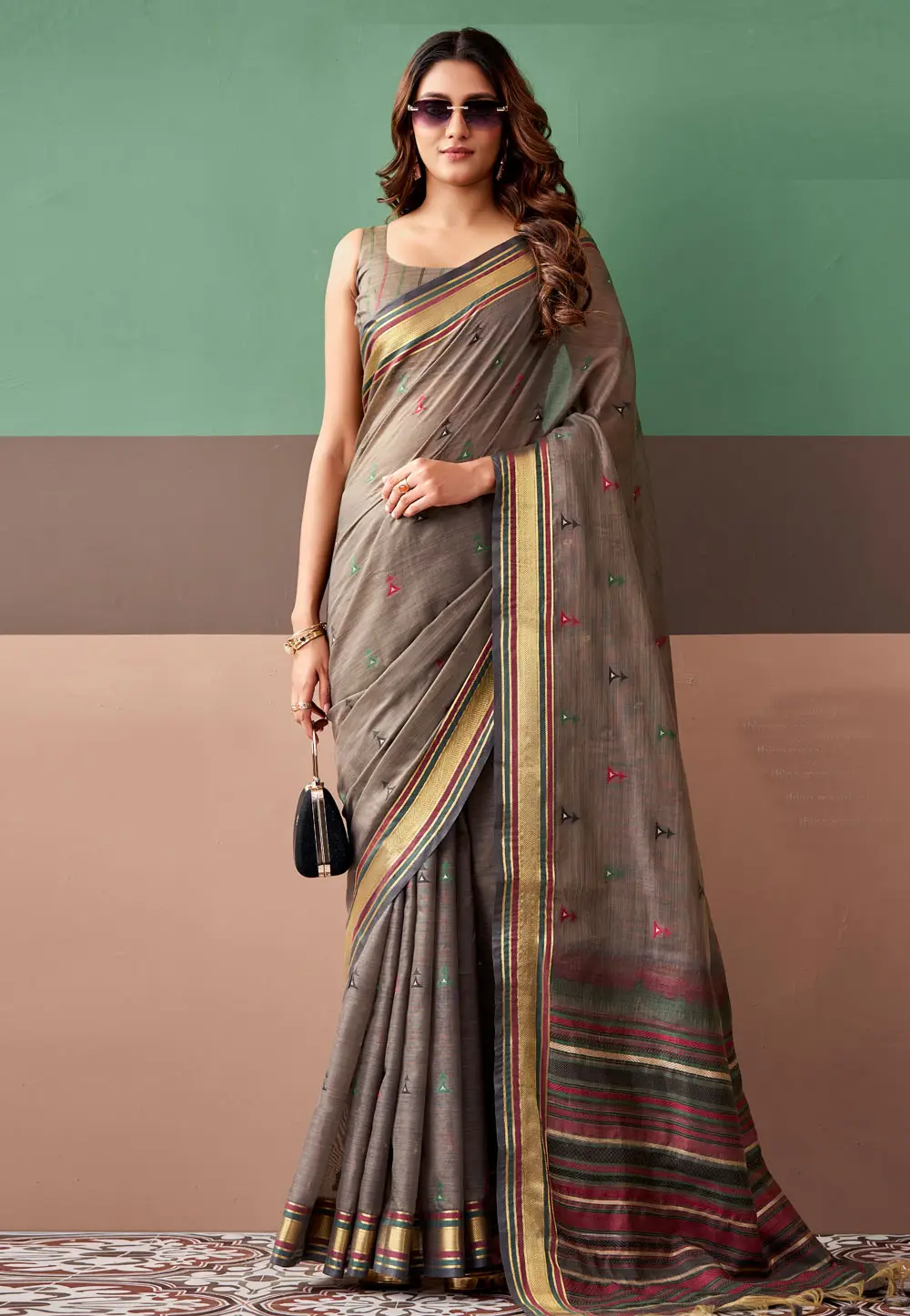 Brown Cotton Saree With Blouse 332871