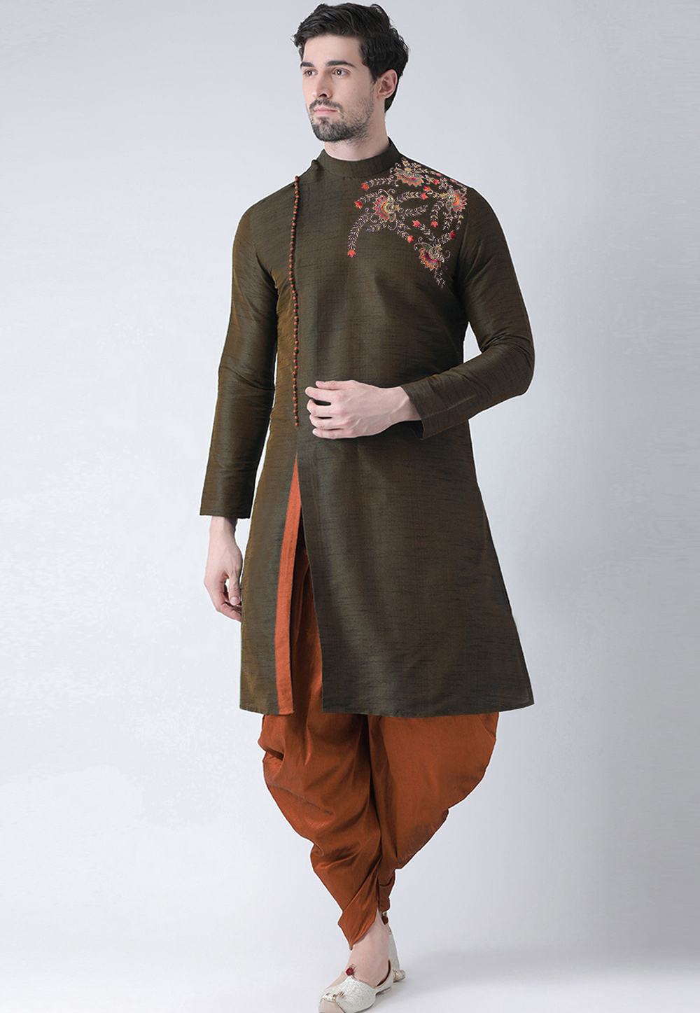 Brown Dupion Silk Dhoti Kurta 284903