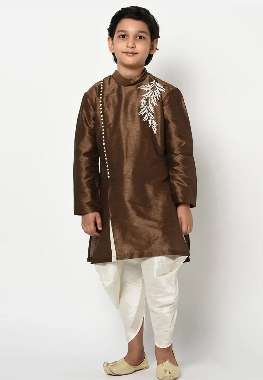 Brown Dupion Silk Kids Dhoti Kurta 286208