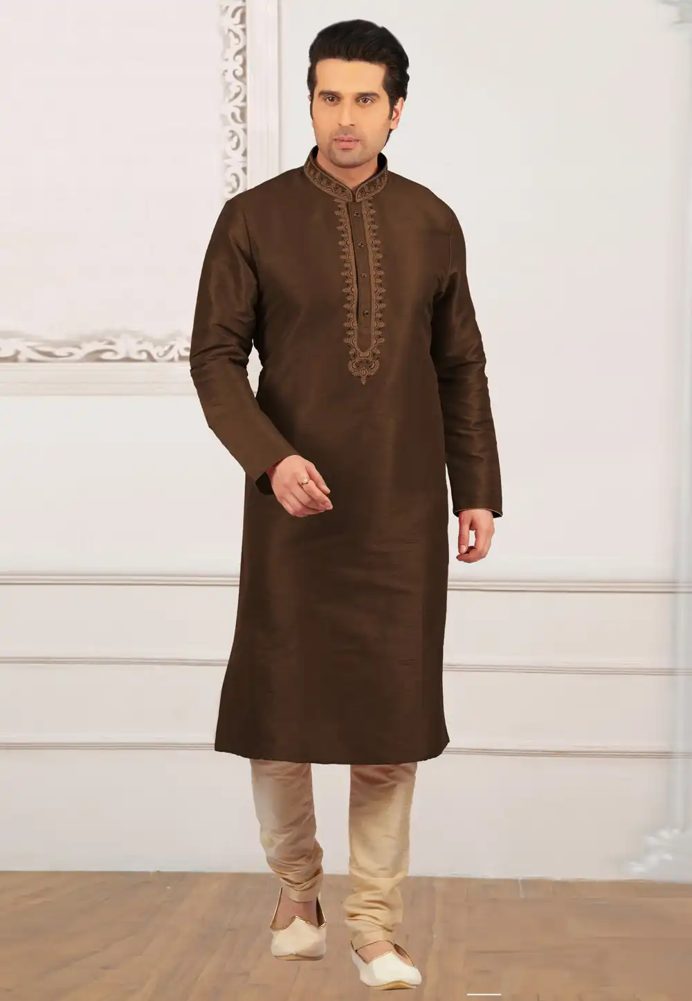 Brown Dupion Silk Kurta Pajama 309958
