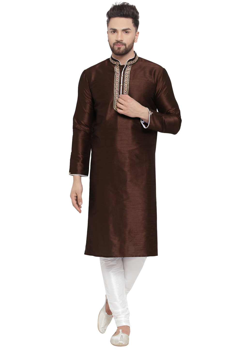 Brown Dupion Silk Kurta Pajama 284932