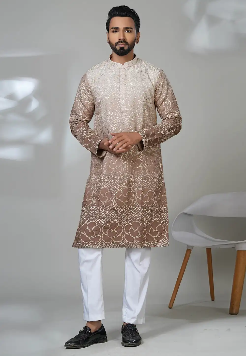Brown Georgette Kurta Pajama 315551