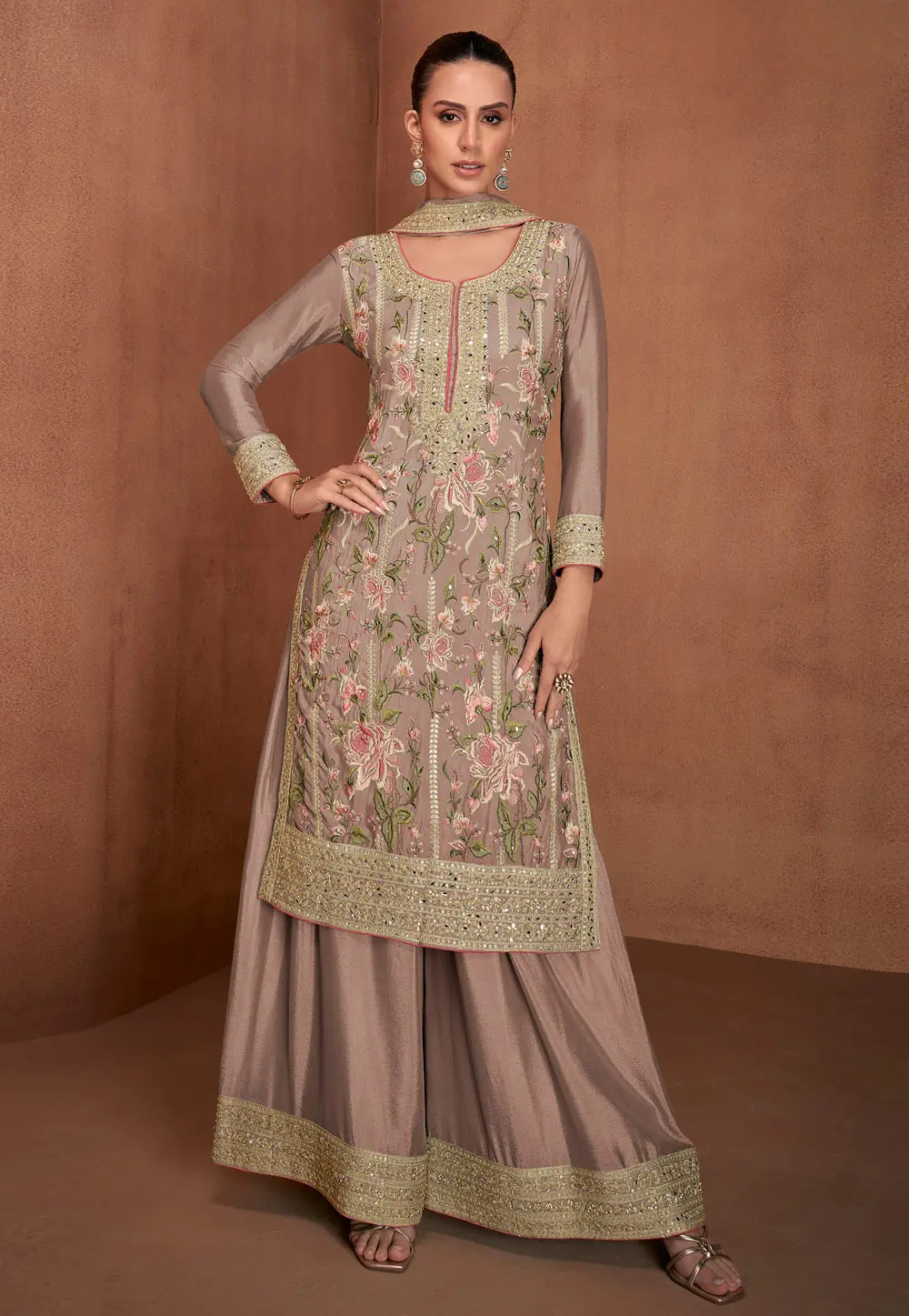Brown Georgette Pakistani Suit 302914