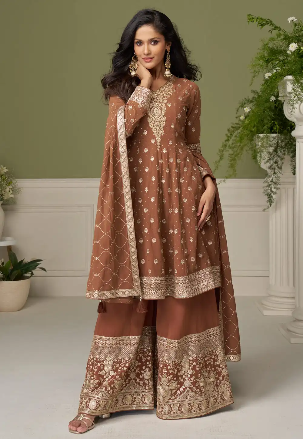 Brown Georgette Pakistani Suit 322799