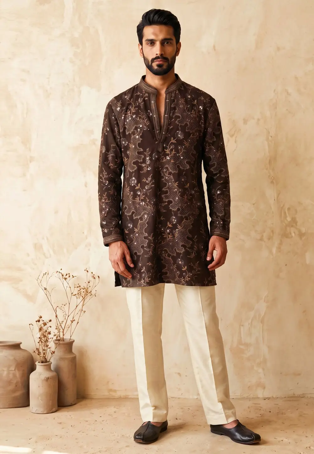 Brown Lachka Kurta Pajama 337203