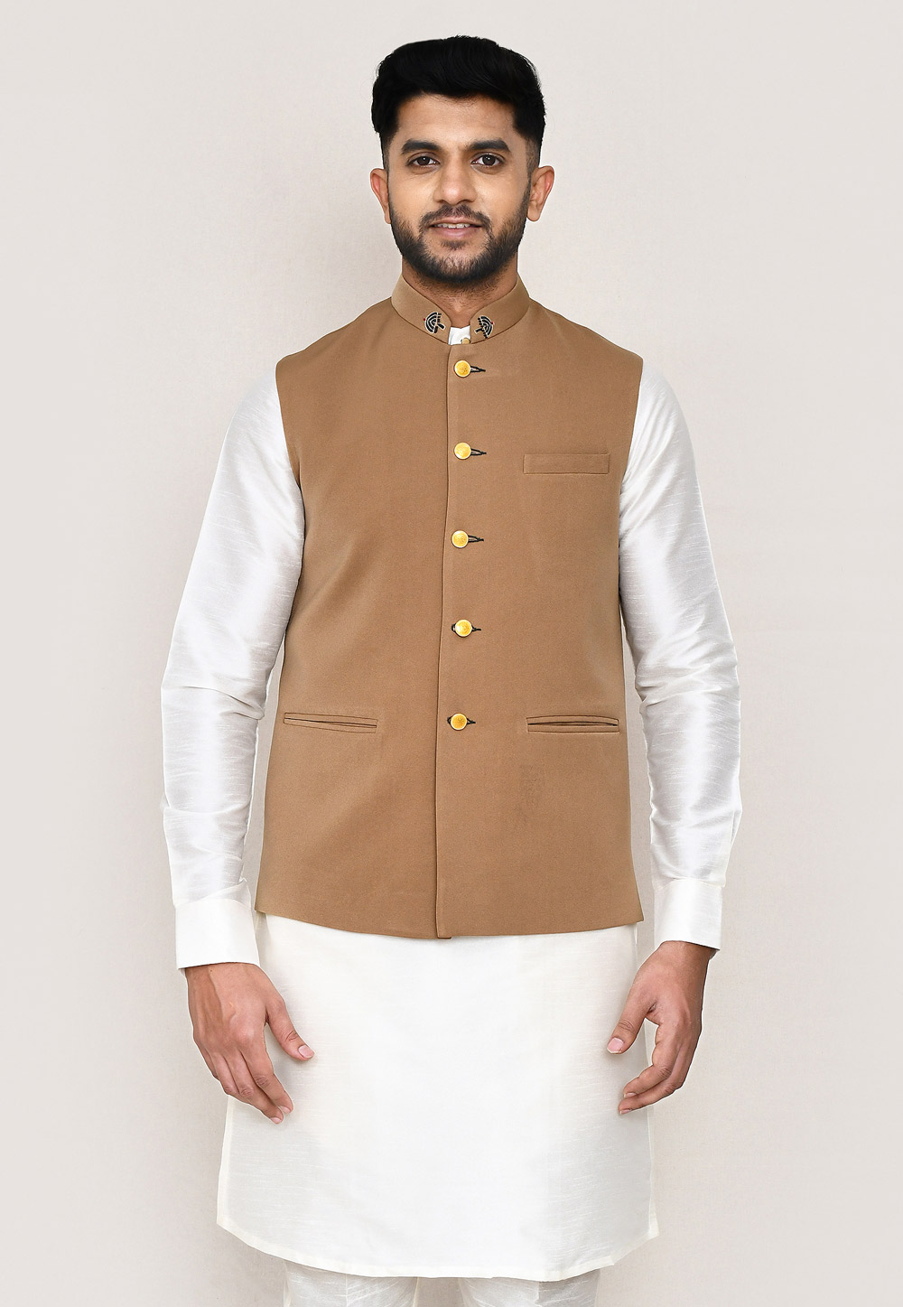 Brown Rayon Nehru Jacket 306059