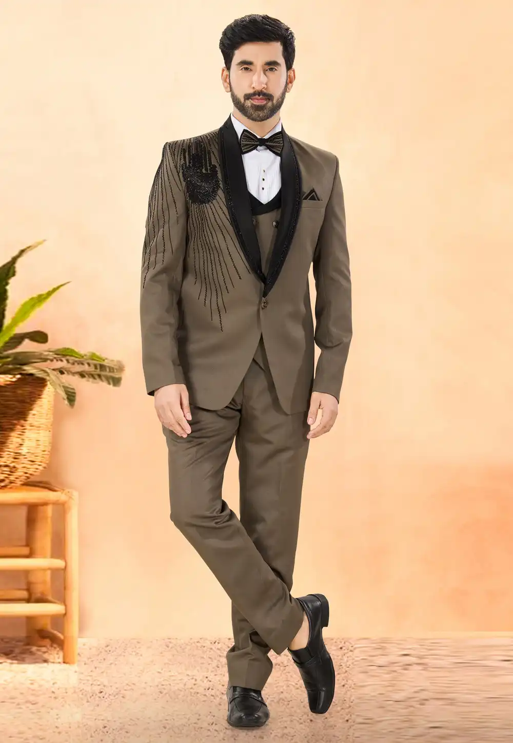 Brown Rayon Tuxedos Suit 306127