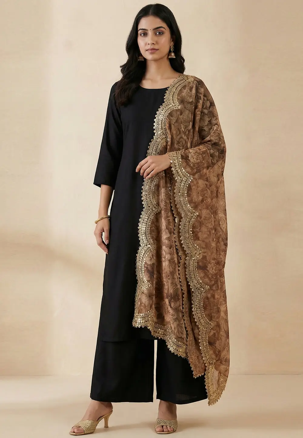 Brown Satin Dupatta 332832