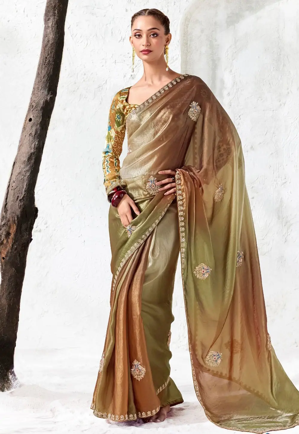 Brown Silk Half N Half Saree 333326