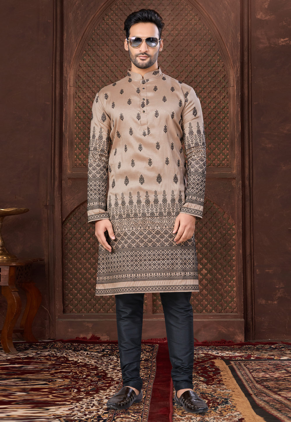 Brown Silk Kurta Pajama 307648