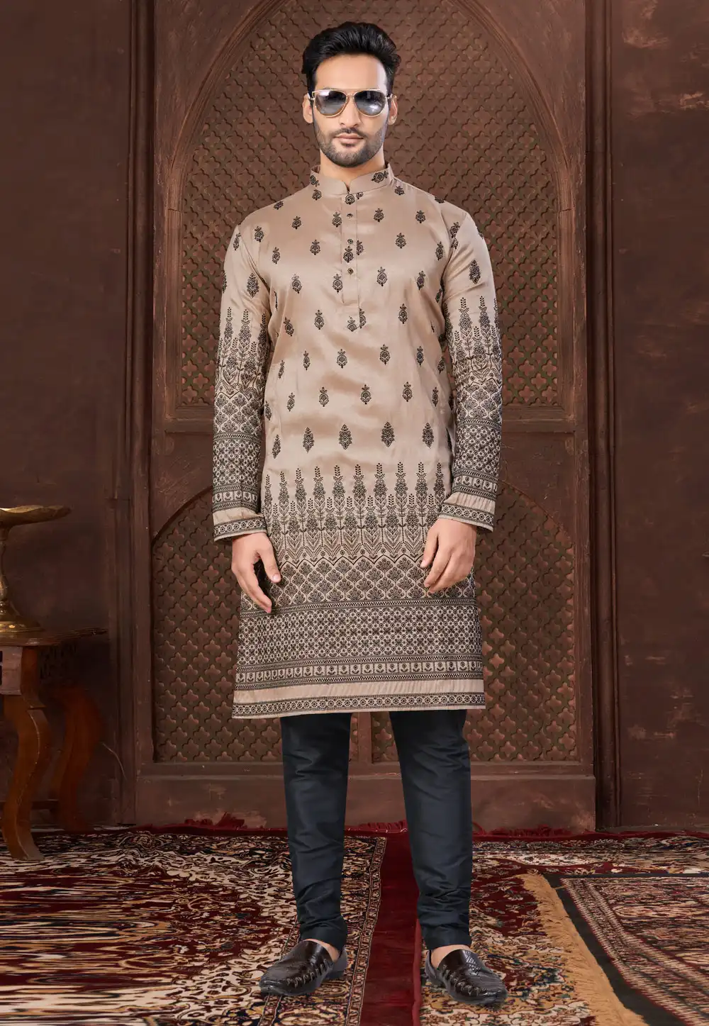Brown Silk Kurta Pajama 307648