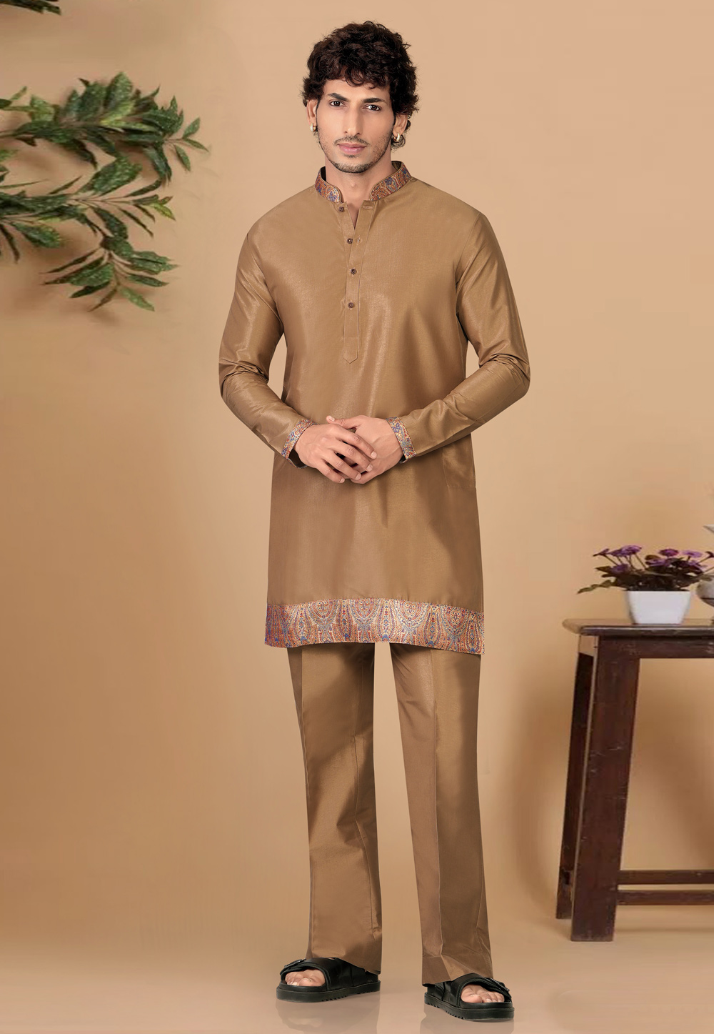 Brown Silk Kurta Pajama 325850