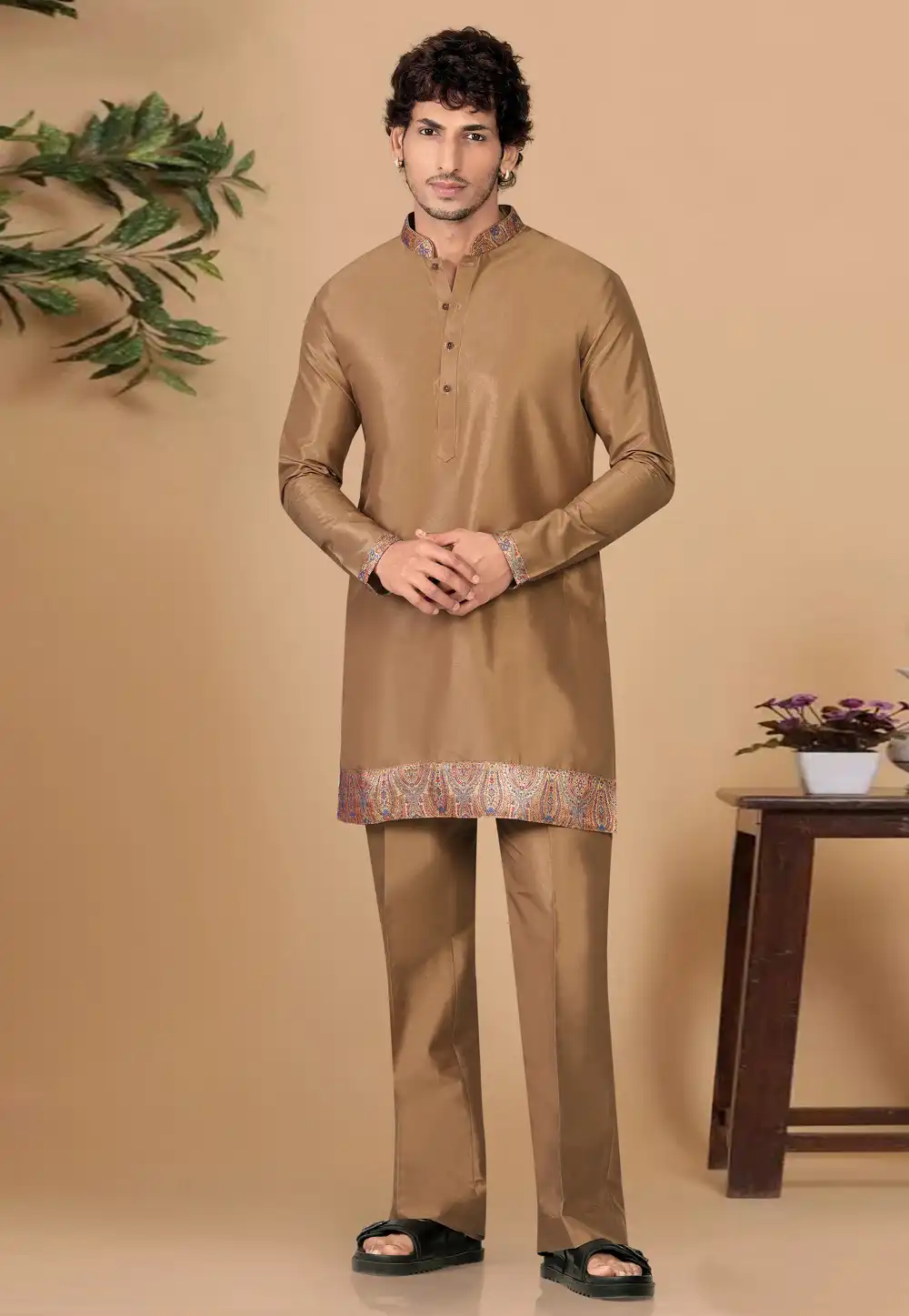Brown Silk Kurta Pajama 325850