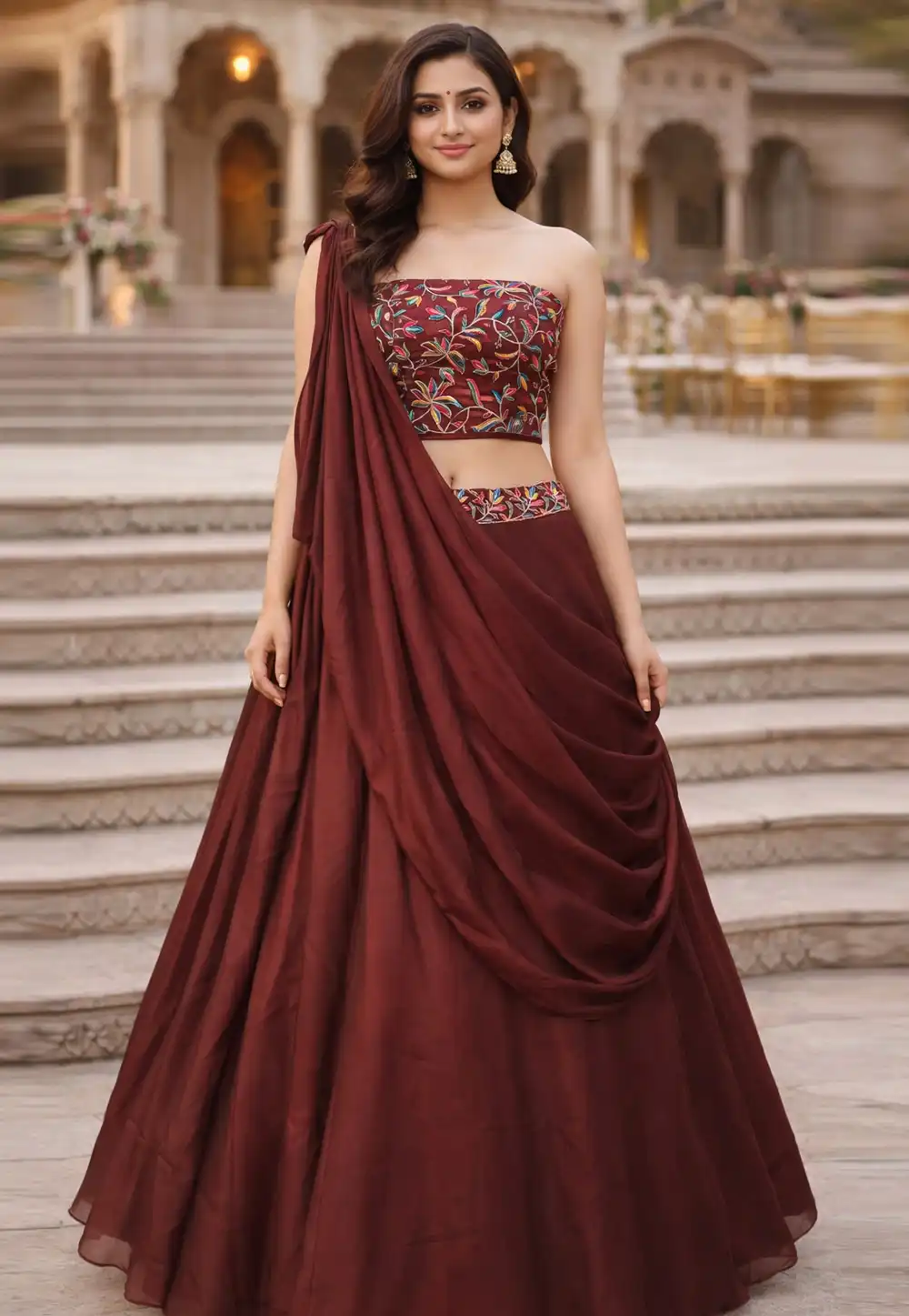 Brown Silk Lehenga Choli 329180