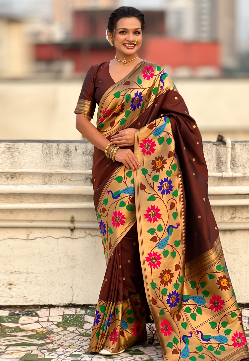 Brown Silk Paithani Saree 323578