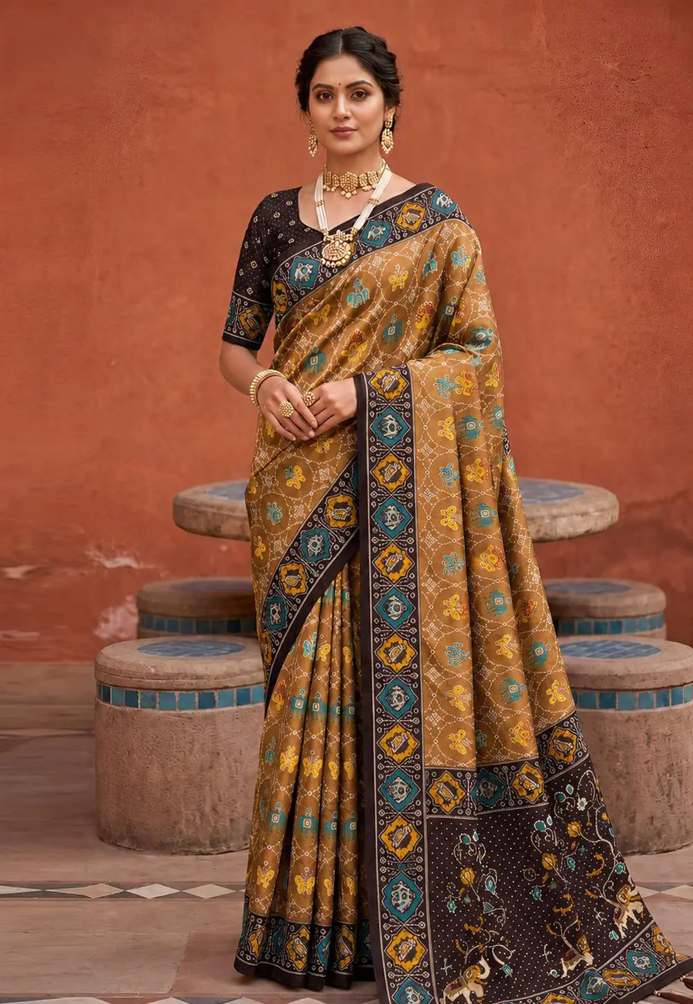 Brown Silk Patola Saree 333859