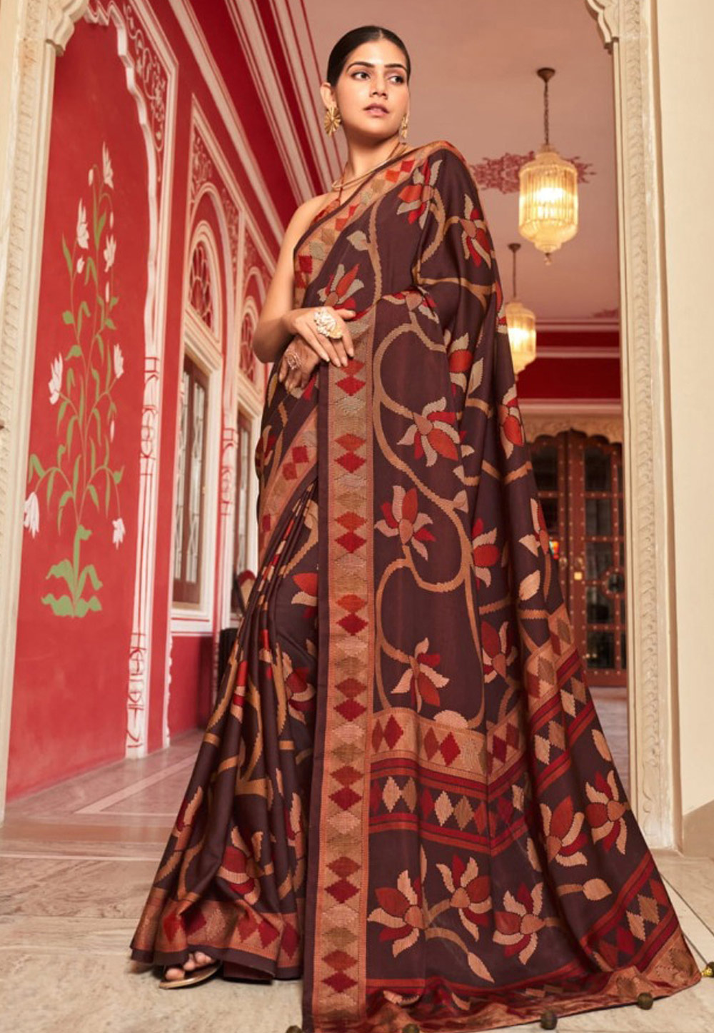 Brown Silk Saree With Blouse 319869