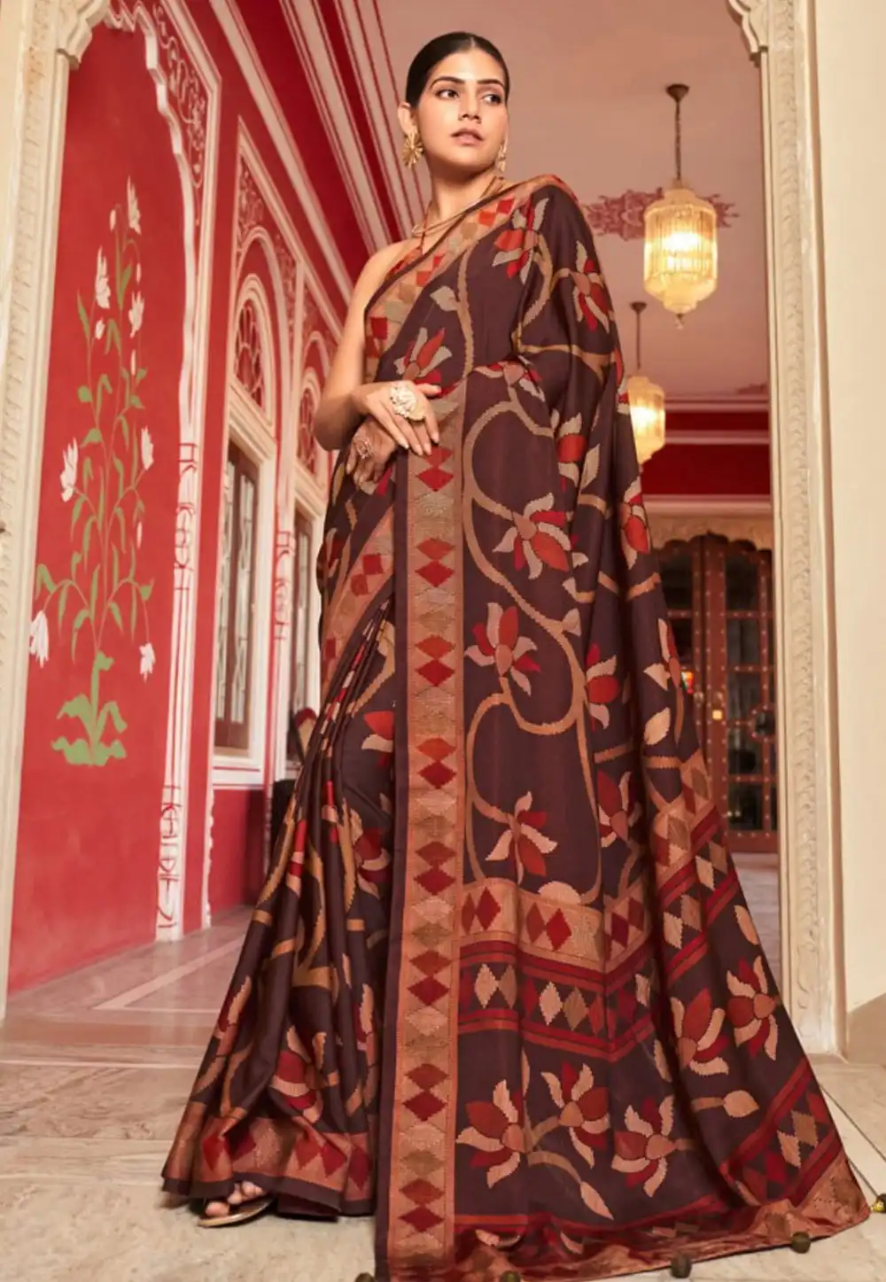 Brown Silk Saree With Blouse 319869