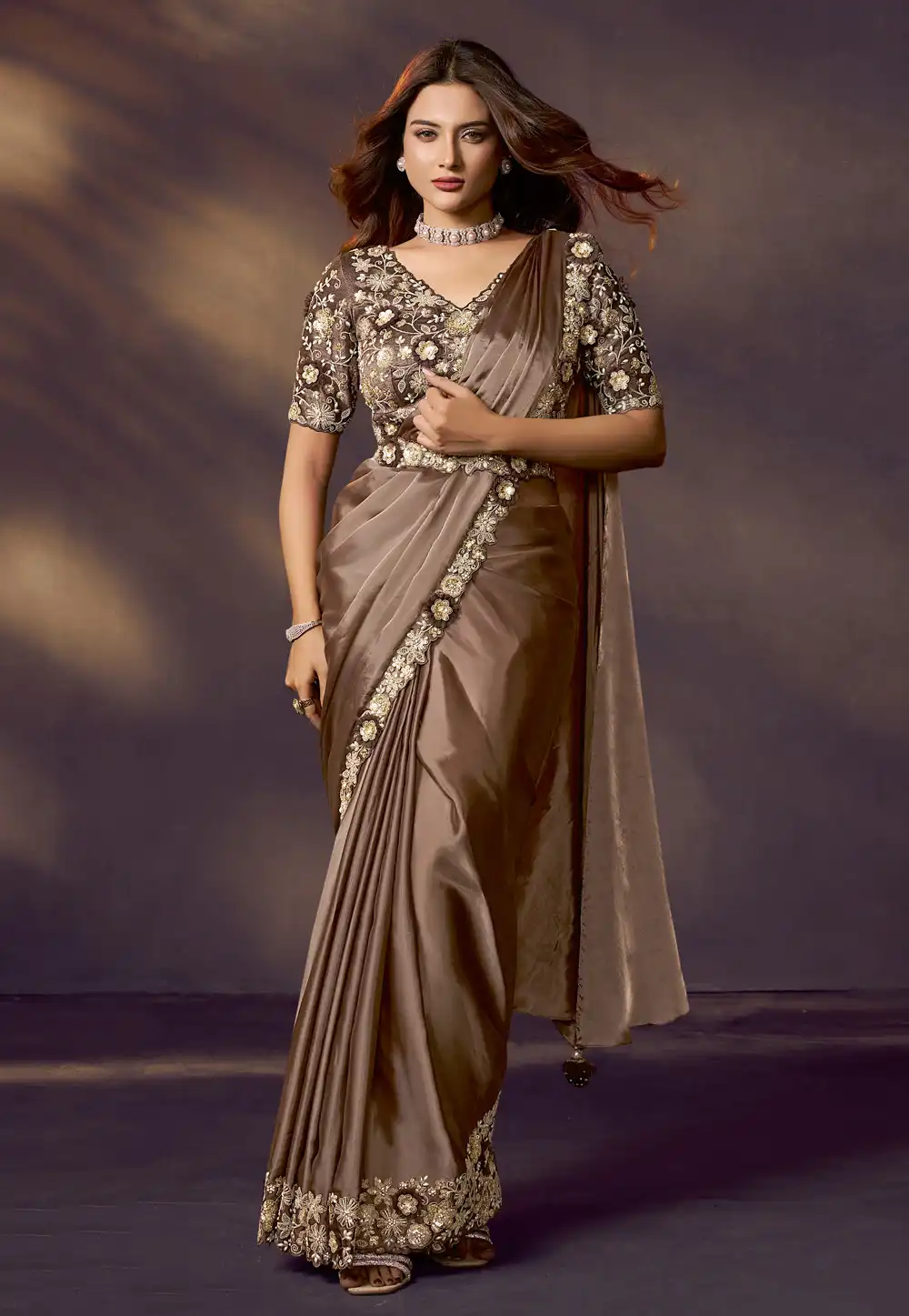 Brown Silk Saree With Blouse 318955