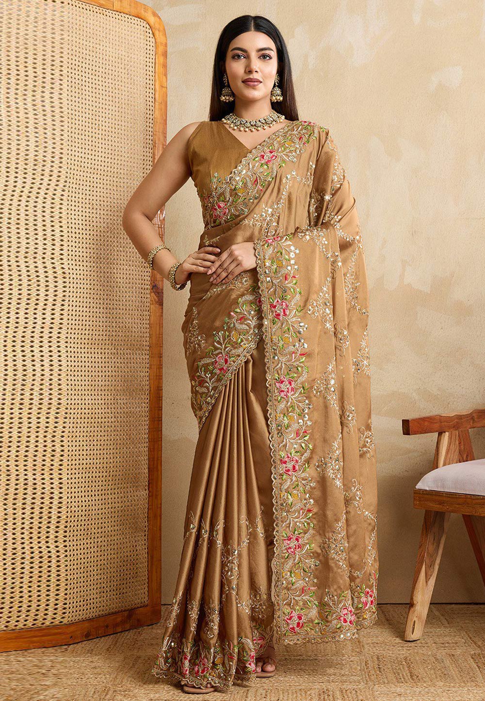 Brown Silk Saree With Blouse 311166