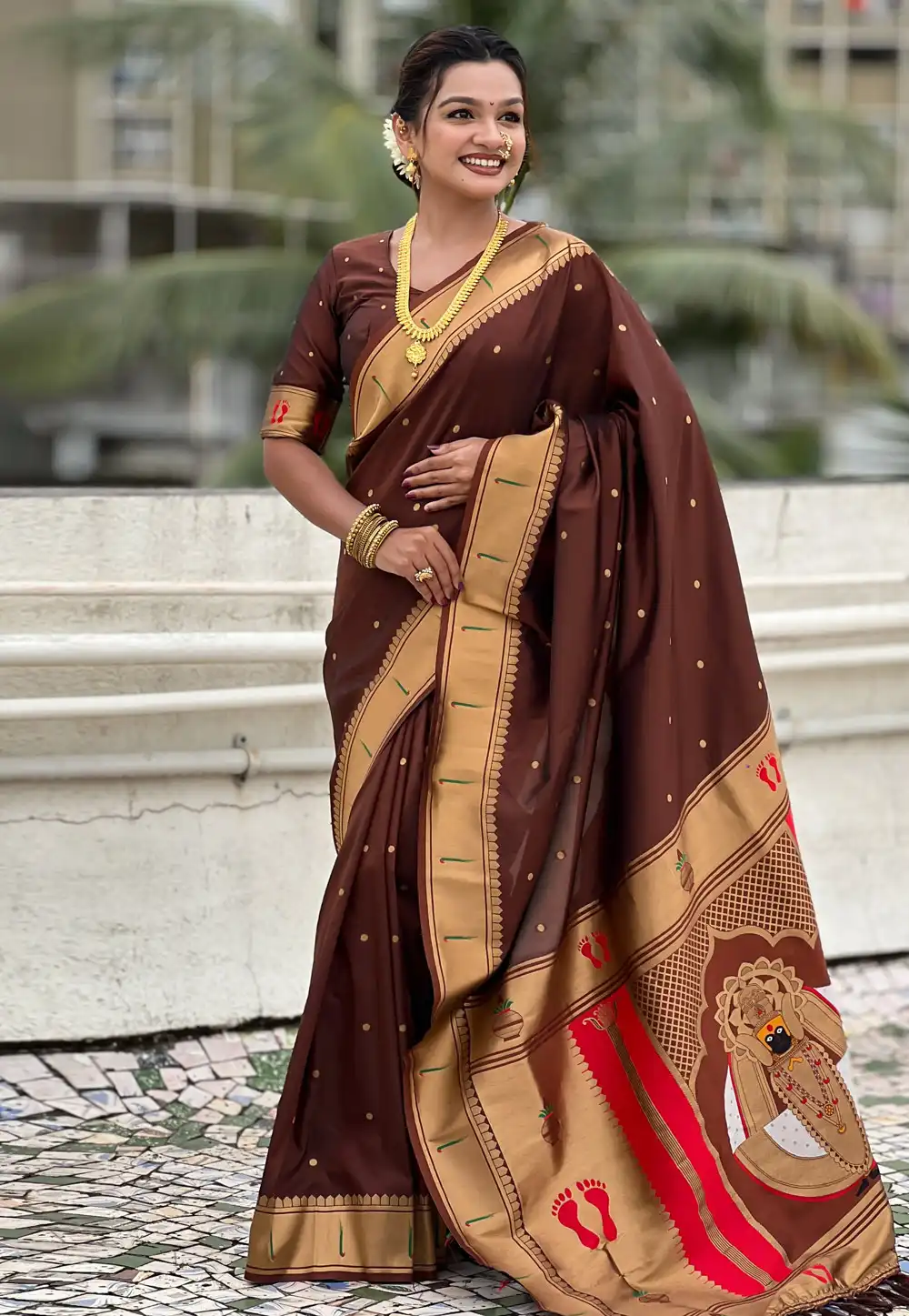 Brown Silk Saree With Blouse 321054