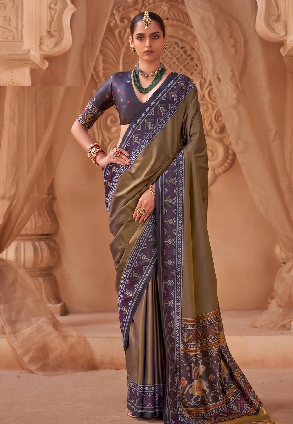 Brown Silk Saree With Blouse 333758