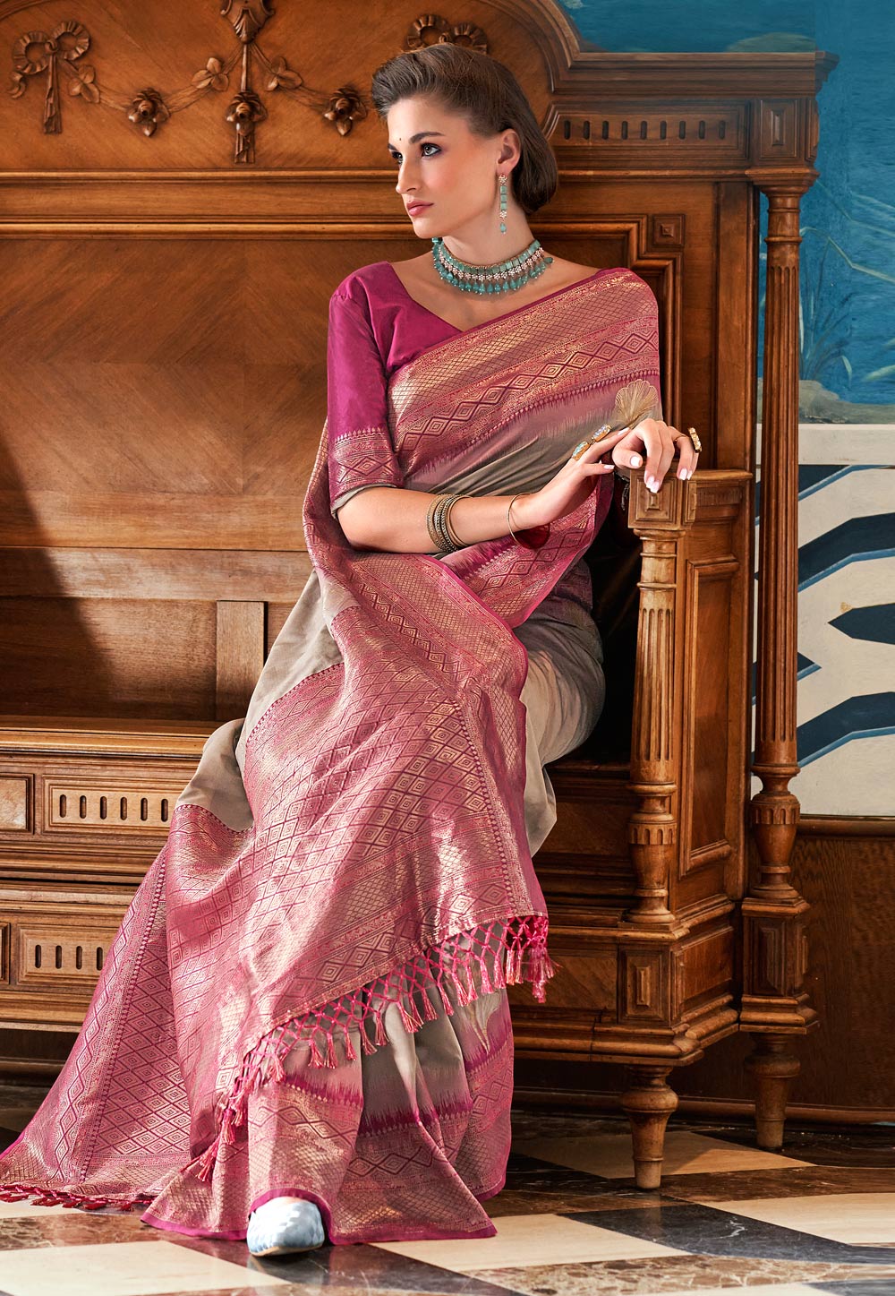 Brown Silk Saree With Blouse 287697