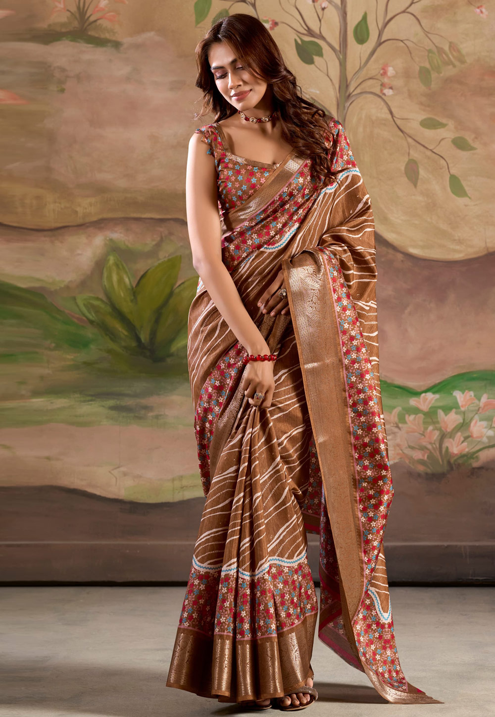 Brown Silk Saree With Blouse 307735