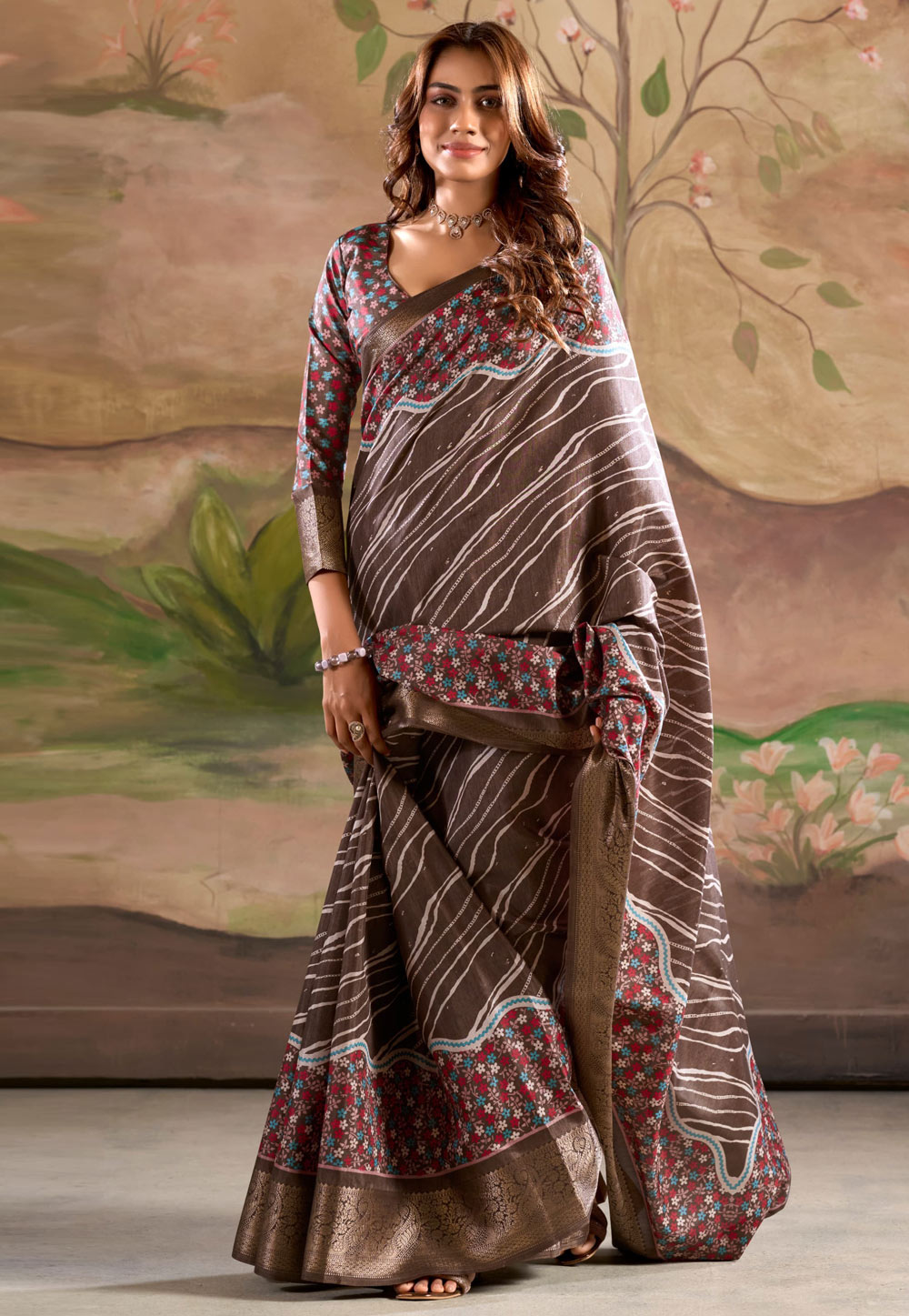 Brown Silk Saree With Blouse 307738