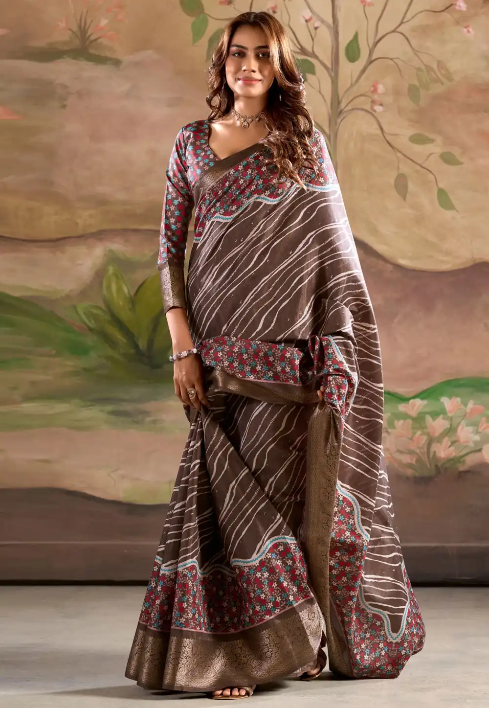 Brown Silk Saree With Blouse 307738
