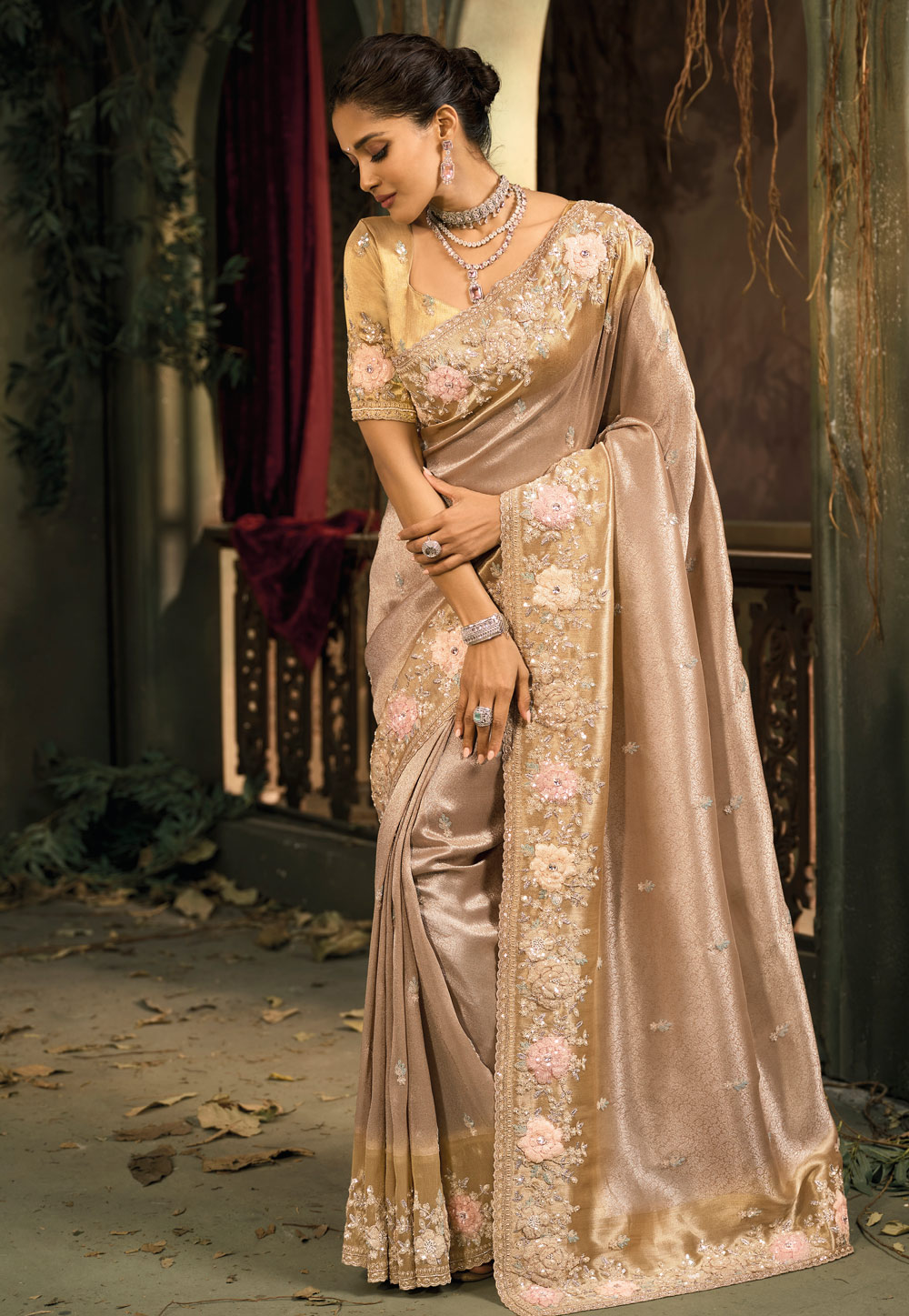 Brown Silk Saree With Blouse 323240