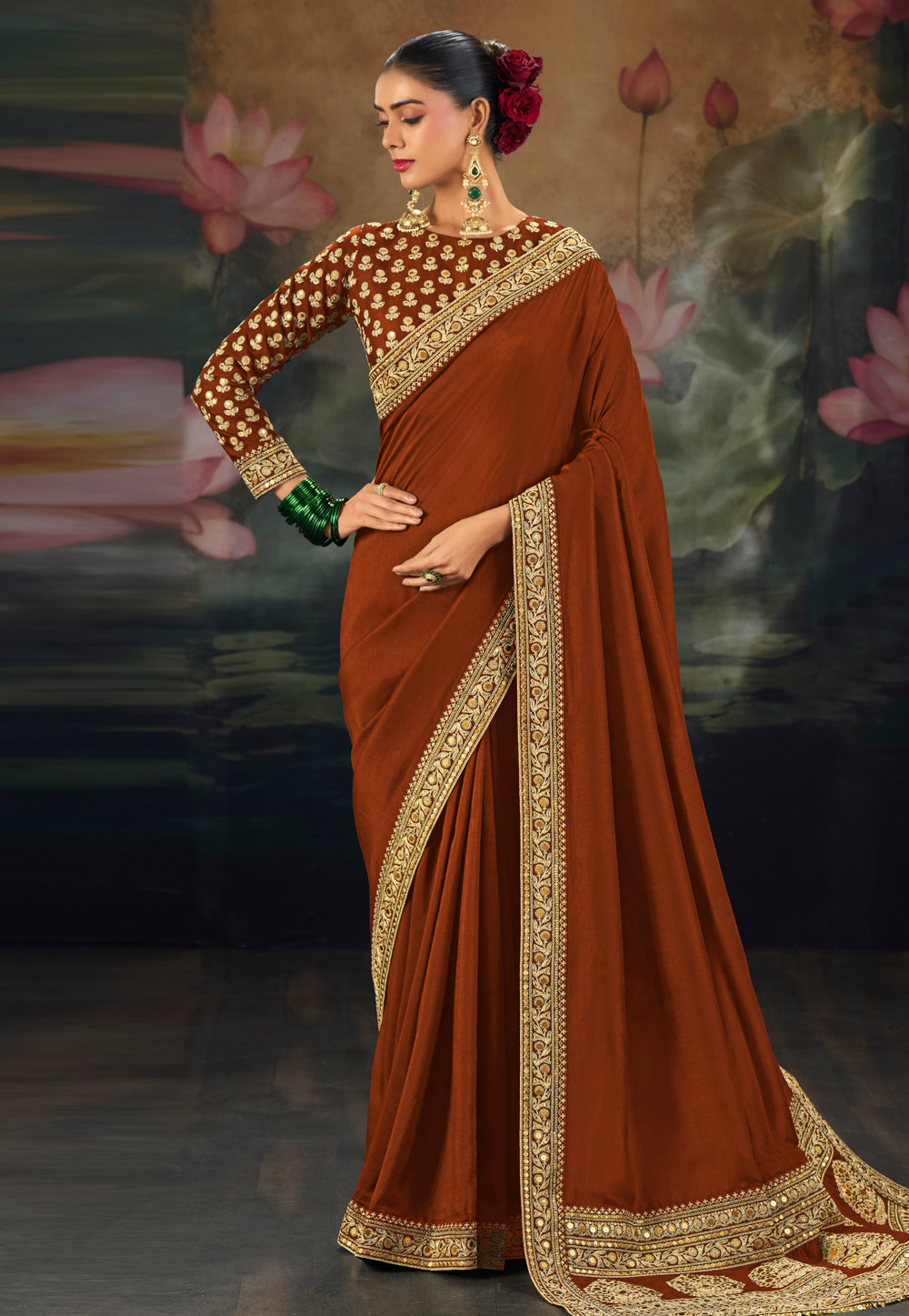 Brown Silk Saree With Blouse 325713