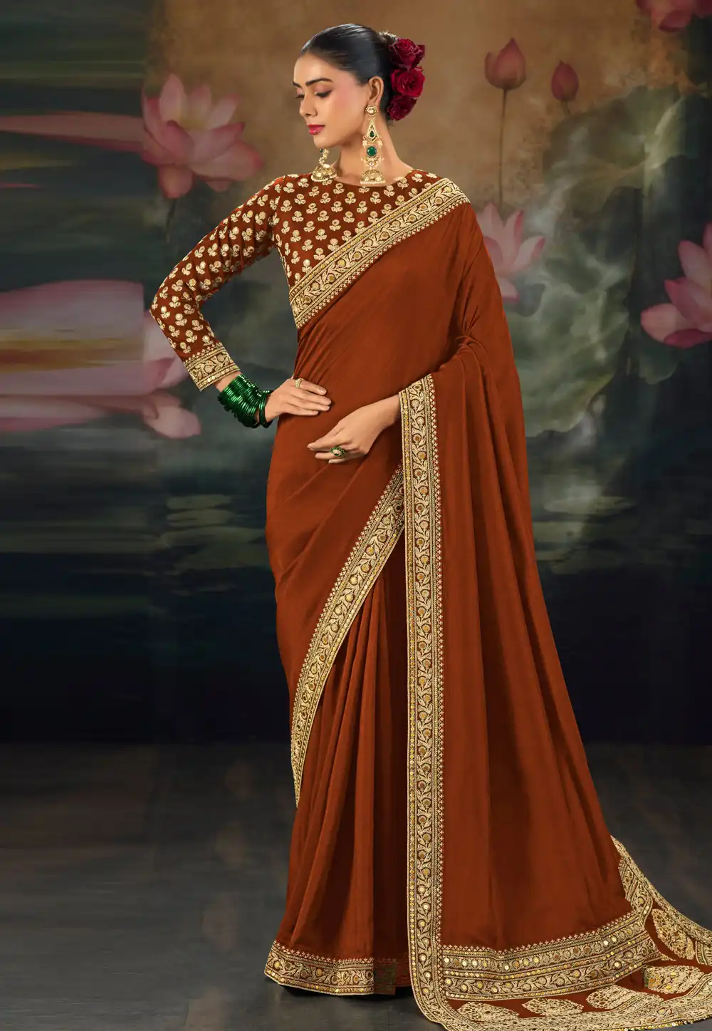 Brown Silk Saree With Blouse 325713