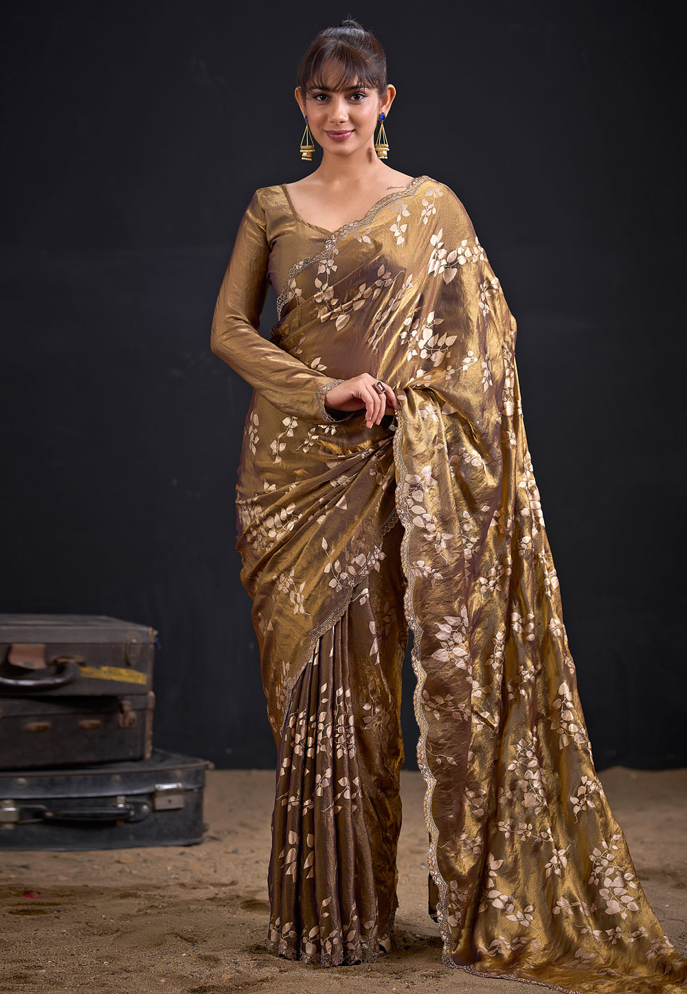 Brown Silk Saree With Blouse 327578