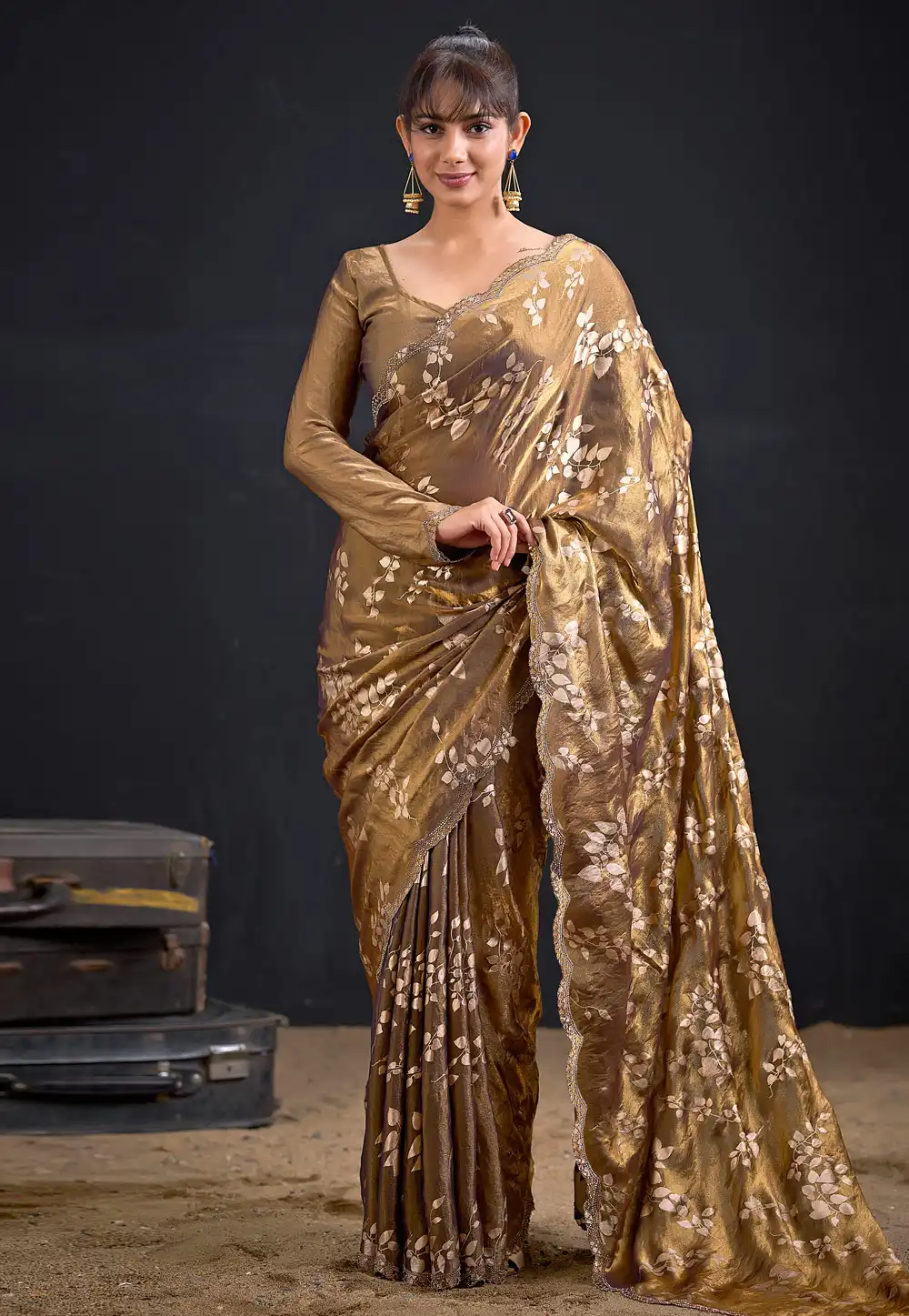 Brown Silk Saree With Blouse 327581