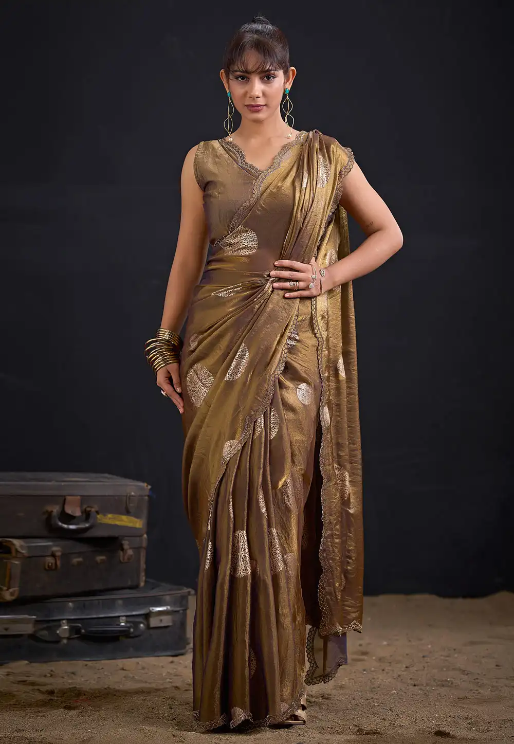 Brown Silk Saree With Blouse 327604