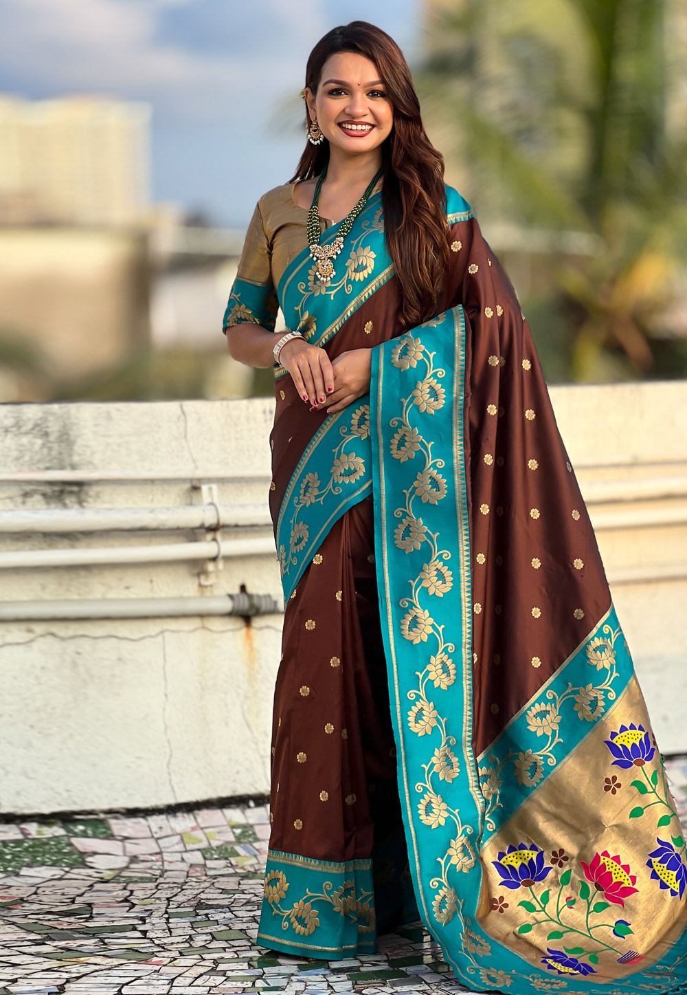 Brown Silk Saree With Blouse 326525