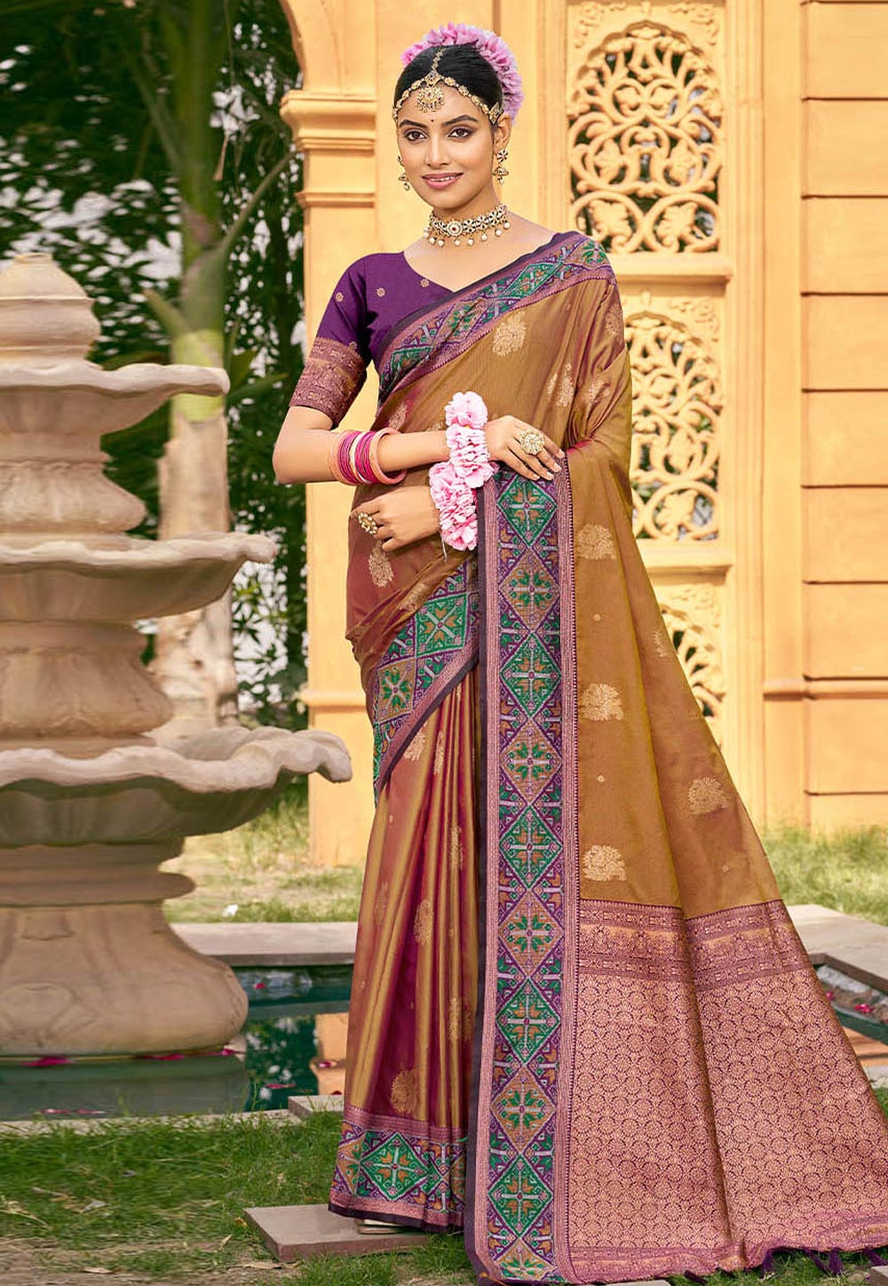Brown Silk Saree With Blouse 326720