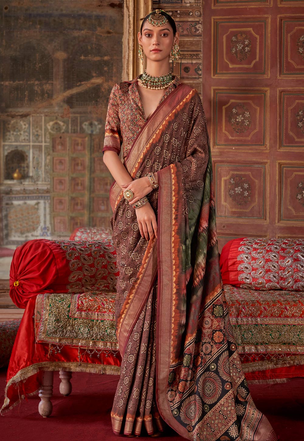 Brown Silk Saree With Blouse 306530