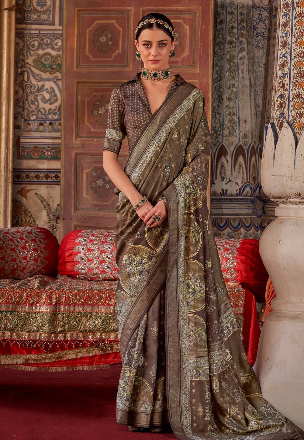 Brown Silk Saree With Blouse 306534