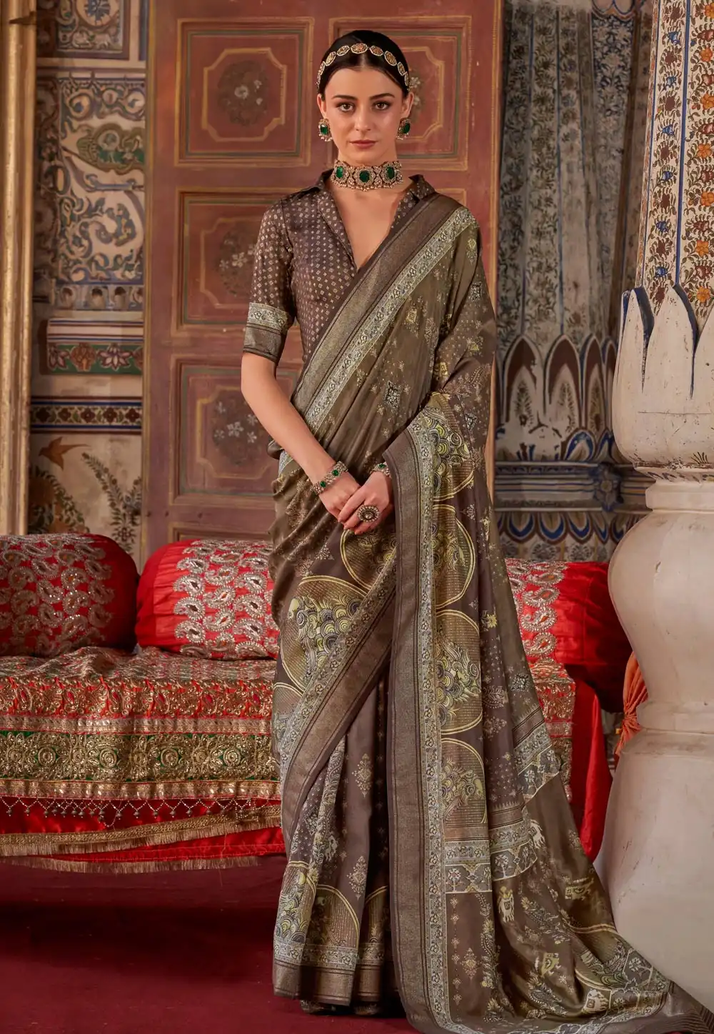 Brown Silk Saree With Blouse 306534